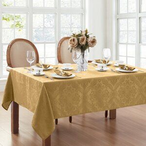 Waterproof Damask Tablecloth 52x70 Rectangle Stain Resistant Polyester